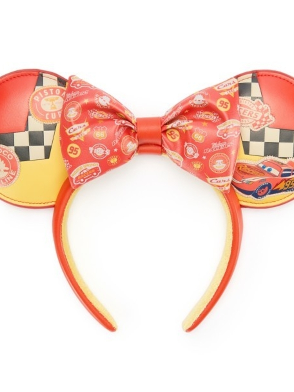 Disney Parks Lightning McQueen|Cars Red & Yellow Ears Headband w/ Removable Bow